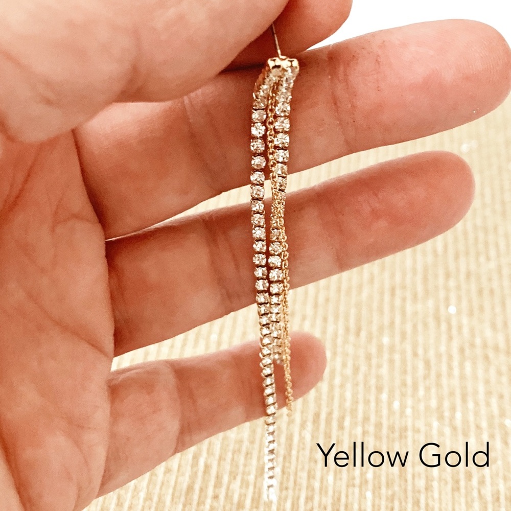 Long waterfall Crystal Earrings